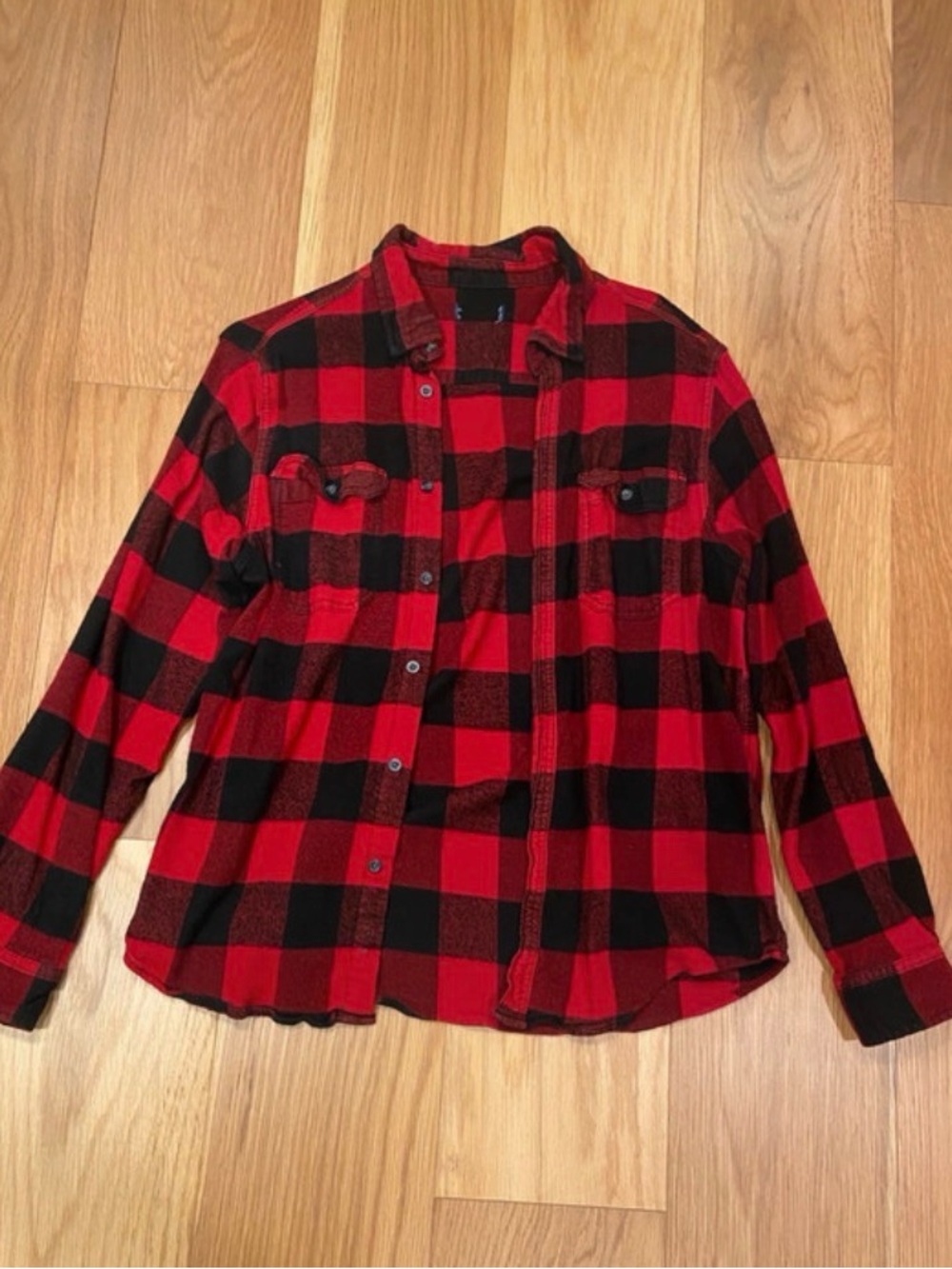 Men's Red and Black Buffalo Plaid Button-Up Shirt